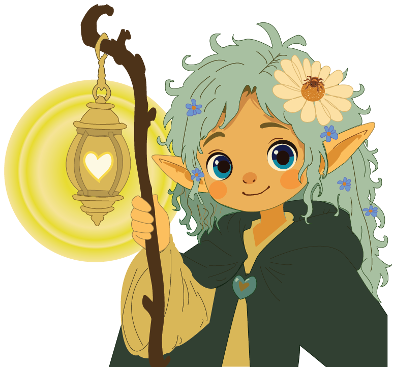 The Guardian of Willow Wood holding a glowing lantern